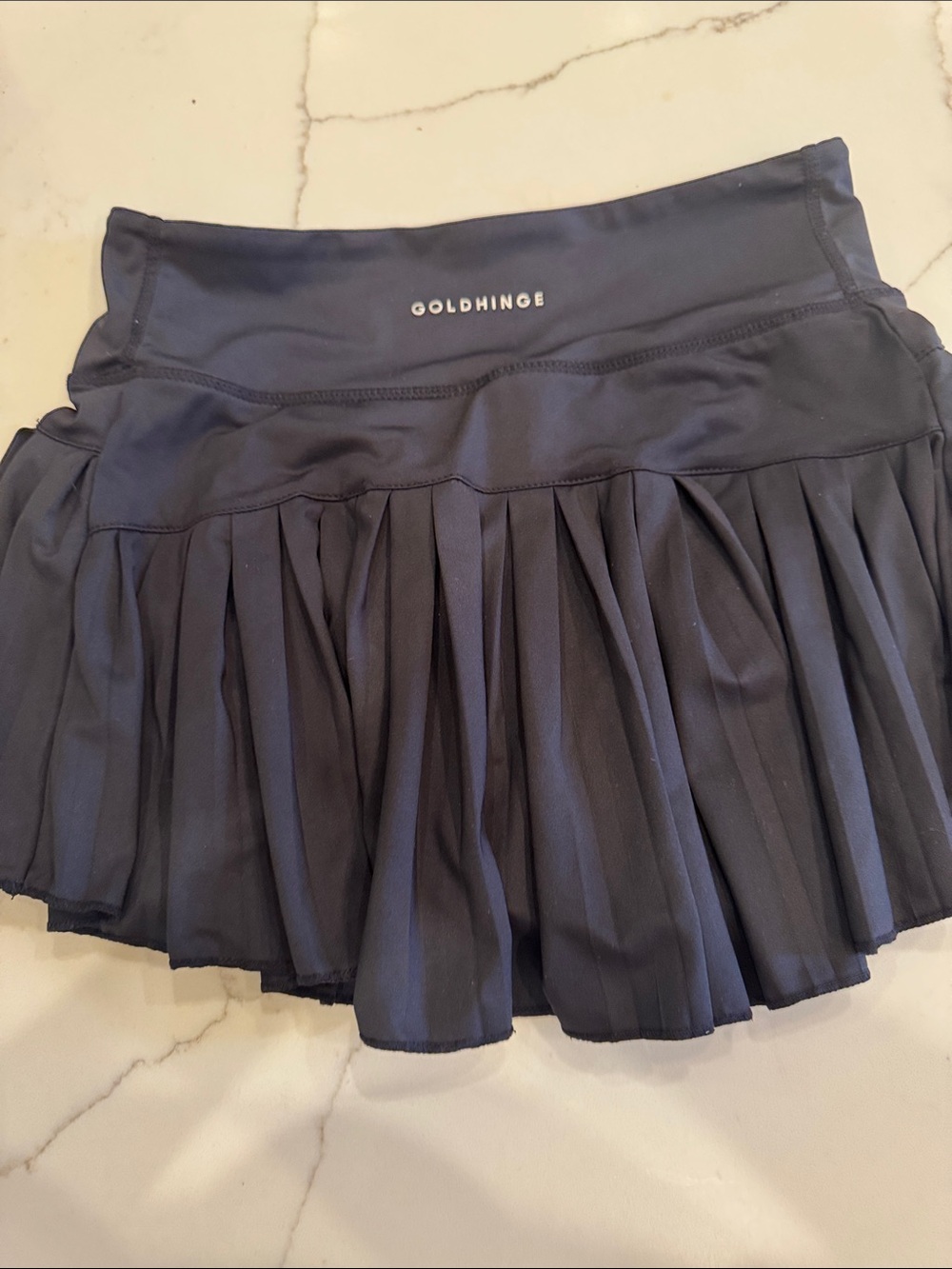 GoldHinge Black Pleated Skater Skirt